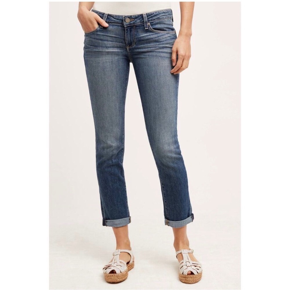 Paige‎ Jimmy Jimmy Crop Distressed Denim Capri Pants Size 29